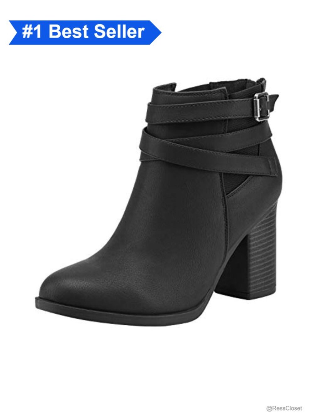 Chunky High Heel Ankle Booties Faux Suede Block Heel Zip Dress Shoes